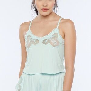 Savage X Fenty Blue Peak Behind Lace Cami Top - Size Medium